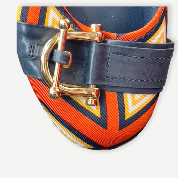 Tory Burch Womens Noel Ballet Flats Shoes Red Beige Geometric Slip On 7.5 M - Picture 6 of 11